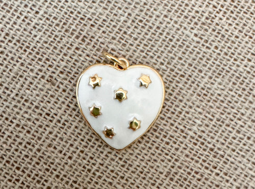 White Enamel Heart Charm