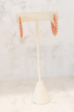 Load image into Gallery viewer, Gold + Salmon Pink Raffia Cuffed Hoops