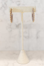 Load image into Gallery viewer, Gold + Gray Taupe Raffia Cuffed Hoops