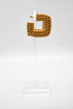 Load image into Gallery viewer, Wicker Square Hoops • Tan